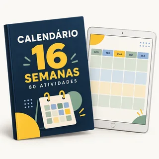 Mockup ilustrativo do bônus: Calendário de 16 semanas com 80 atividades organizadas