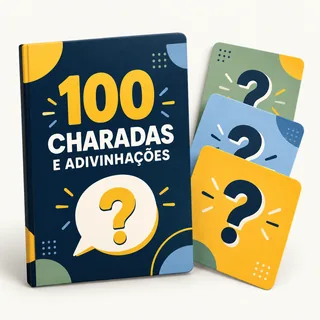 Mockup ilustrativo do bônus: 100 charadas e adivinhações